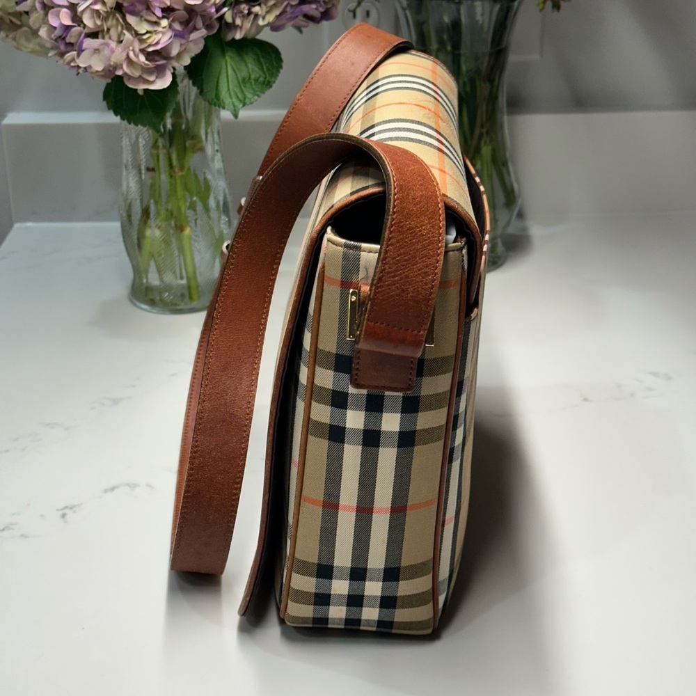 Burberry Nova Check Canvas & Leather Messenger Shoulder Bag - Picture 6 of 13